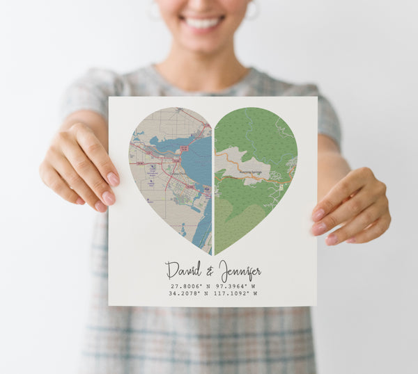 personalized custom customized map art print poster canvas adventure travel engagement anniversary valentines long distance gift