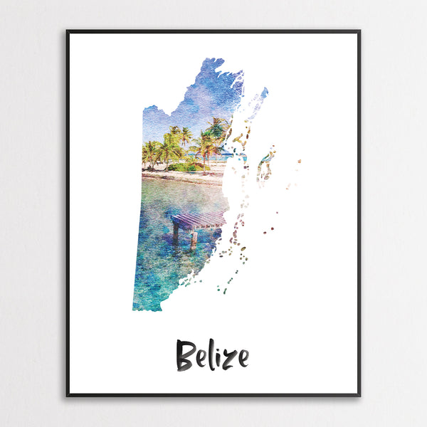 Belize Watercolor Map