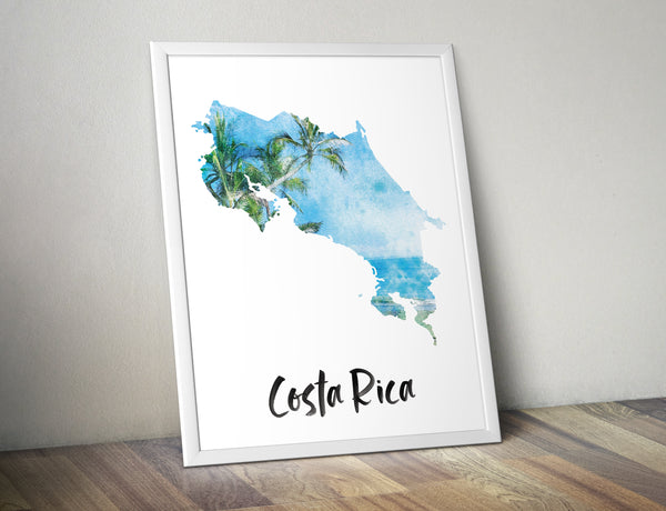 Costa Rica Watercolor Map