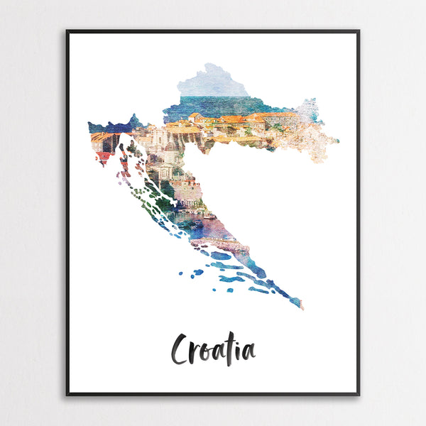 Croatia Watercolor Map