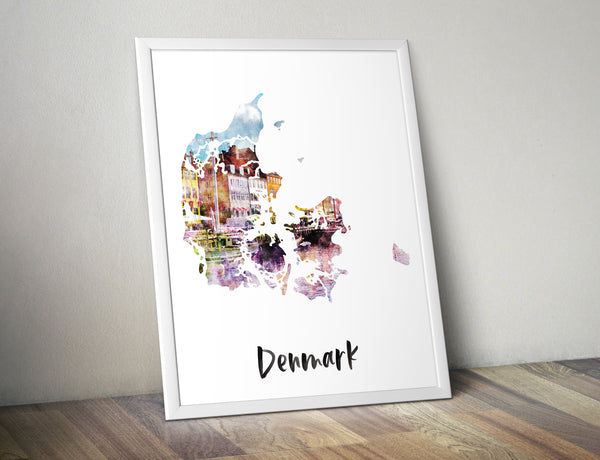 Denmark Watercolor Map