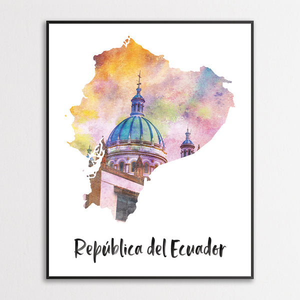 Ecuador Watercolor Map
