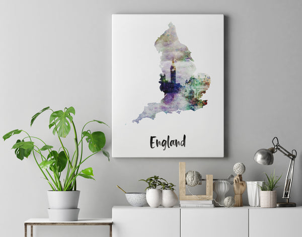 England Watercolor Map