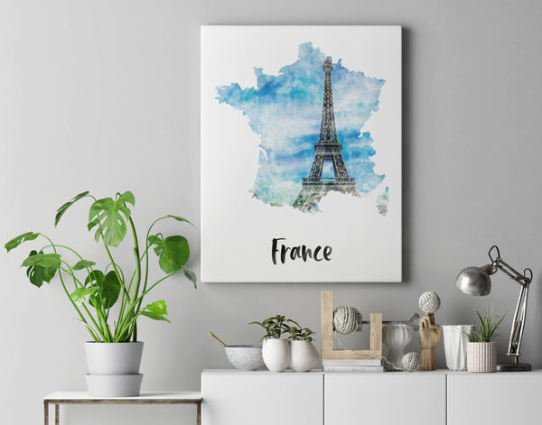 France Watercolor Map